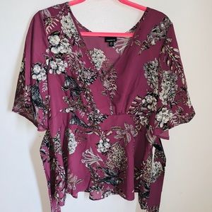 Torrid BLack Floral Georgette Babydoll Blouse